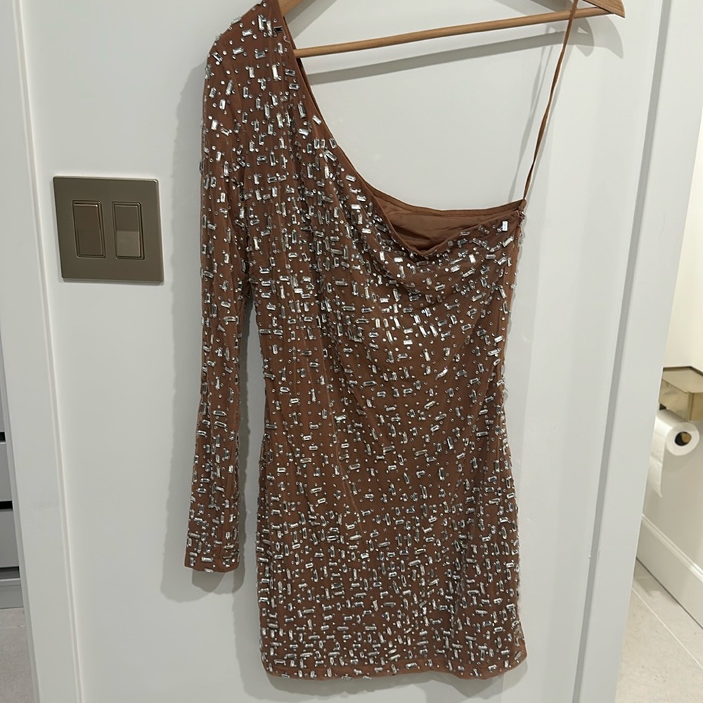 Retrofete Nude Rhinestone Dress